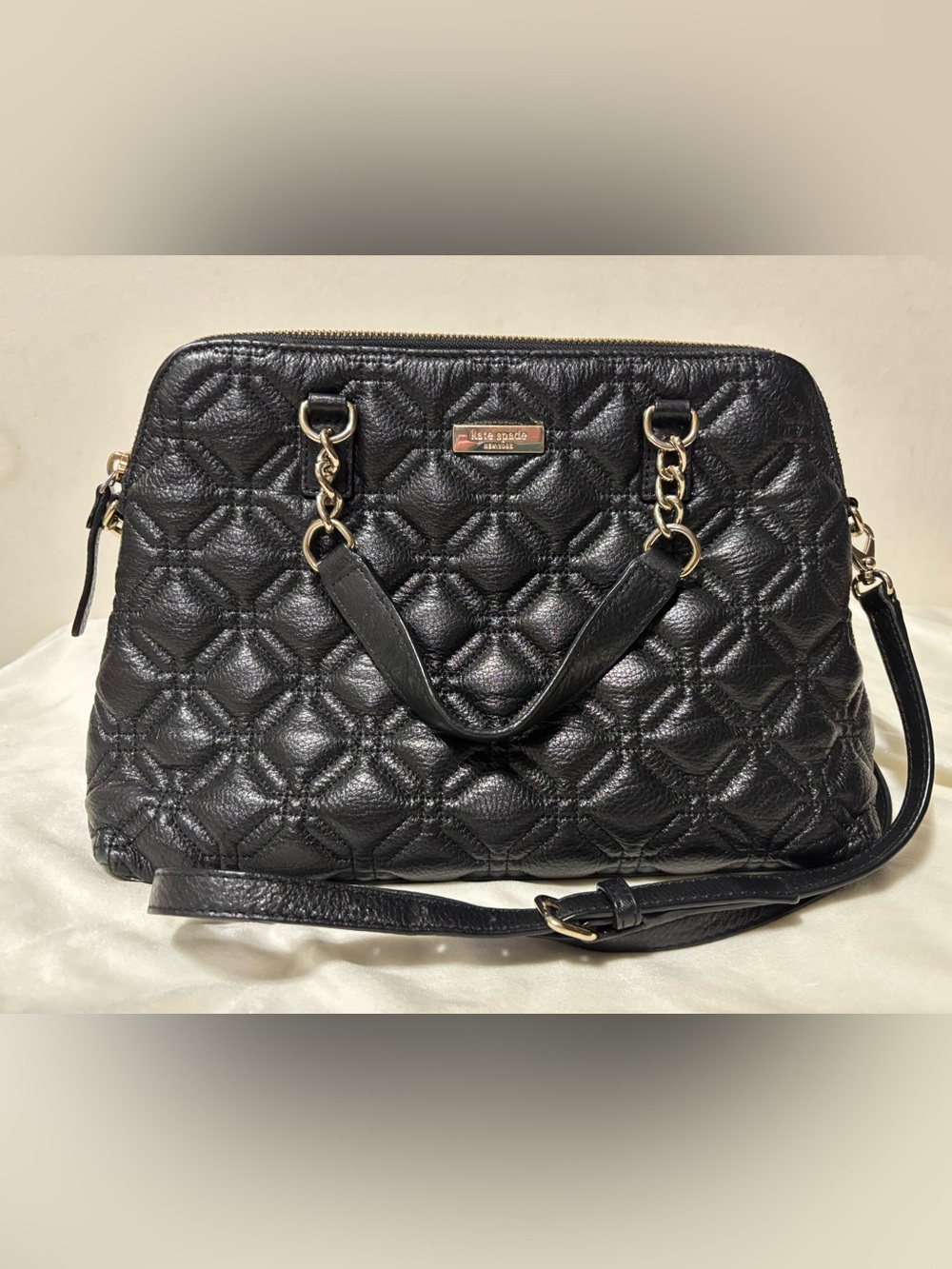Kate Spade Black Quilted Shoulder Bag with Gold Hardware 13 X 9